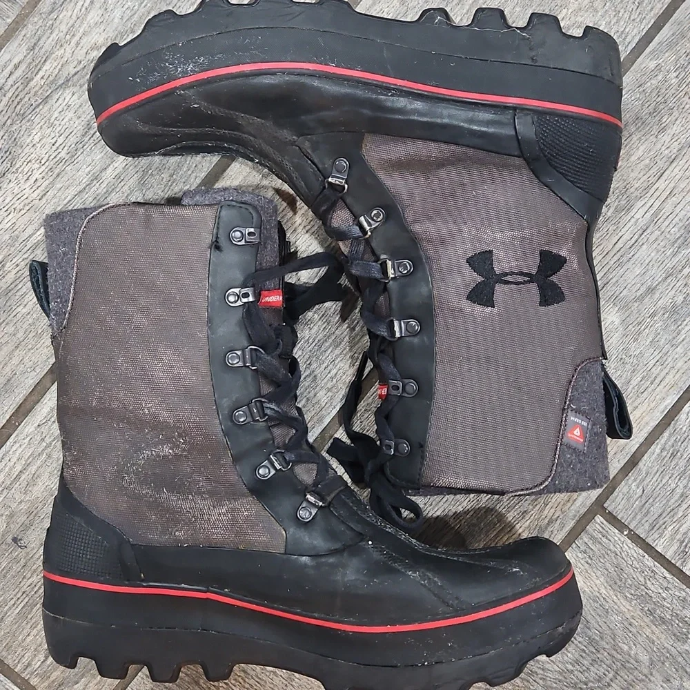Under Armour Black and Gray Lace-Up Boots